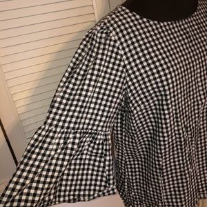 Gingham bell sleeve summer top